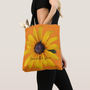 Bolso De Tela Naranja de foto de la flor Susan Black Eyed Yellow