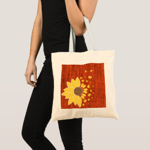 Bolso De Tela Naranja de girasol impresión de burlap Tote Bag