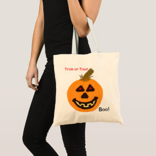 Bolso De Tela Naranja de Hallloween Jack-o-Lantern