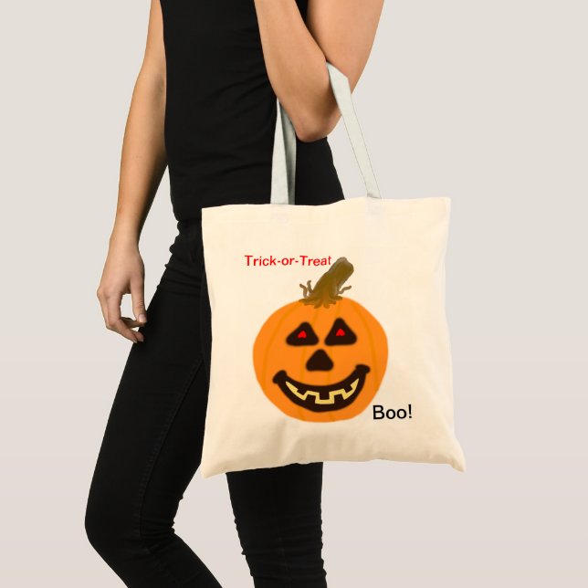 Bolso De Tela Naranja de Hallloween Jack-o-Lantern (Anverso (producto))