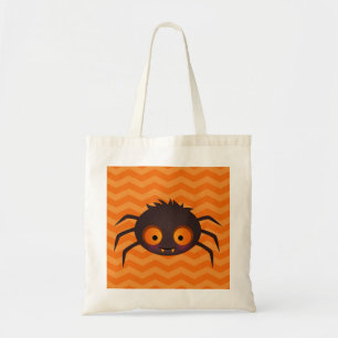 Bolso De Tela Naranja de Halloween Chevron Cute Spider Design