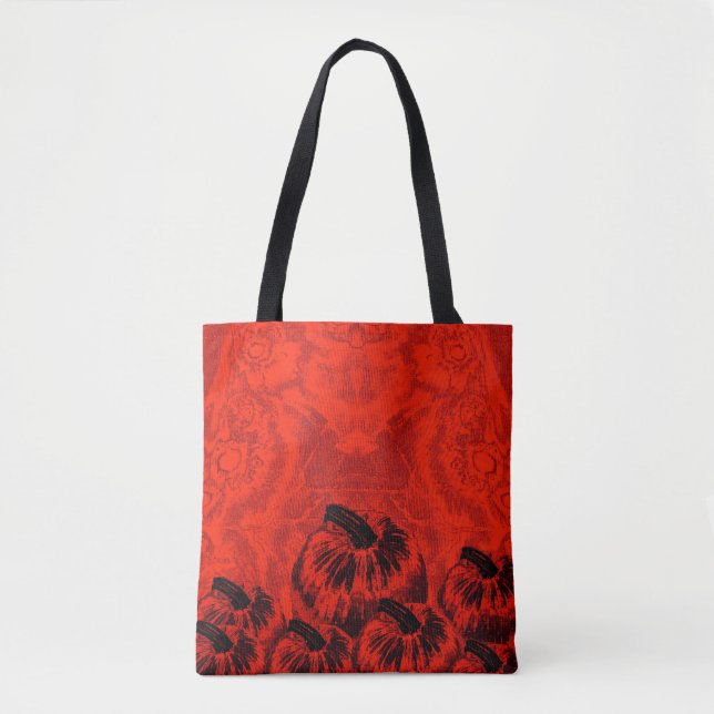 Bolso De Tela Naranja de Halloween de impresión de calabaza (Anverso)