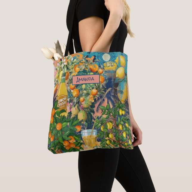 Bolso De Tela naranja de moda mosaicos de cítricos sicilianos co (Detalle)