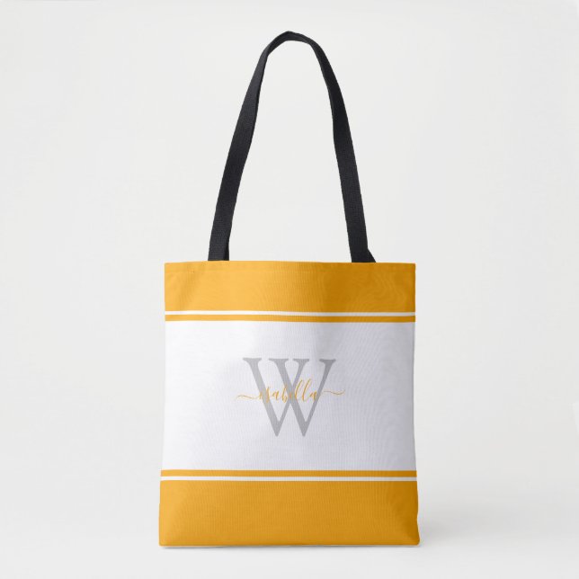 Bolso De Tela Naranja de monograma moderno (Anverso)
