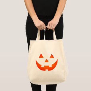 Bolso De Tela Naranja de neón de Halloween Jack o linterna cara