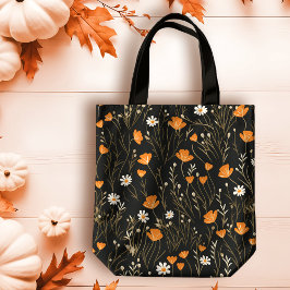 Bolso De Tela Naranja de otoño y Cream Dainty Floral