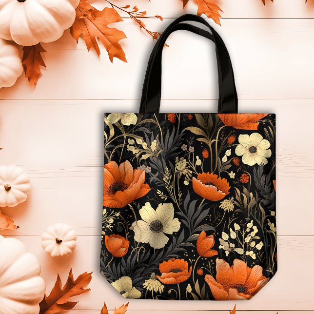 Bolso De Tela Naranja de otoño y crema audaz florecimiento (Subido por el creador)