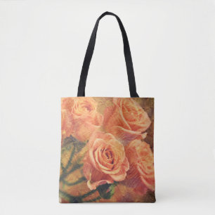 Bolso De Tela Naranja de paz Rosa Art Tote Bag