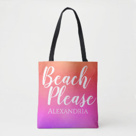 Bolso De Tela Naranja de playa personalizado Ombre rosa