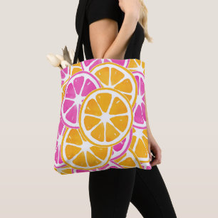 Bolso De Tela Naranja de rebanadas de cítricos rosados