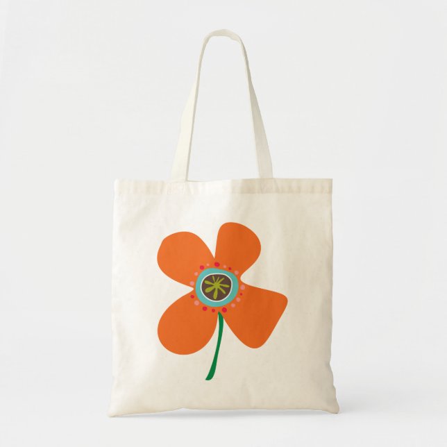 Bolso De Tela Naranja divertido Daisy Pop Summer Flower Whimsica (Frente)