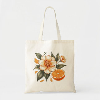 Bolso De Tela Naranja dorado florecimiento con naranja