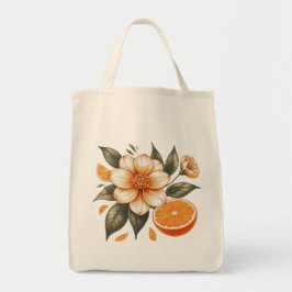 Bolso De Tela Naranja dorado florecimiento con naranja