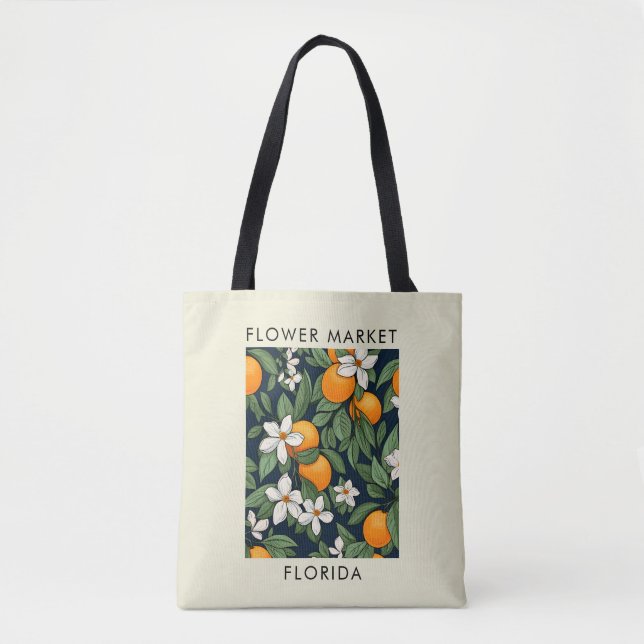 Bolso De Tela Naranja estatal de Florida florece mercado de flor (Anverso)