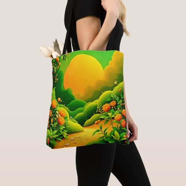 Bolso De Tela Naranja exuberante Arte Jardín (Detalle)