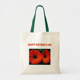 Bolso De Tela naranja feliz del día de la madre daisy flores
