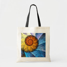 Bolso De Tela Naranja floral Azul amarillo abstracto arte