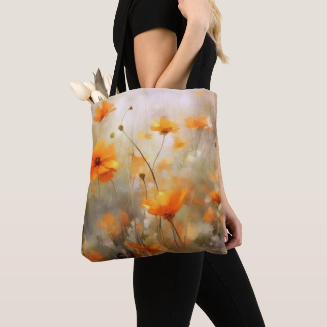 Bolso De Tela Naranja Floral Dream Background Textura (Detalle)