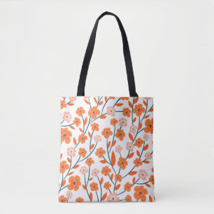 Bolso De Tela Naranja floral Pastel blanco sin soldadura