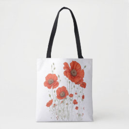 Bolso De Tela Naranja Flores de amapola