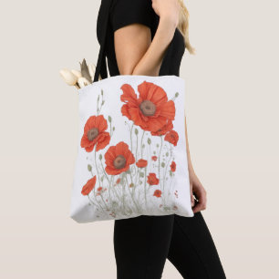 Bolso De Tela Naranja Flores de amapola