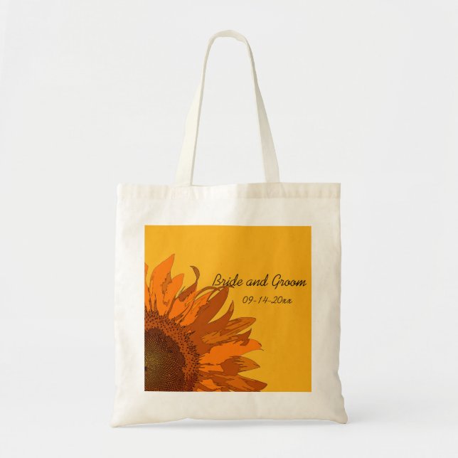 Bolso De Tela Naranja girasol en Boda amarillo (Frente)