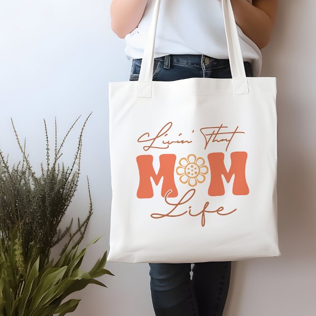 Bolso De Tela Naranja gracioso y vida amarilla de que mamá viva (Subido por el creador)
