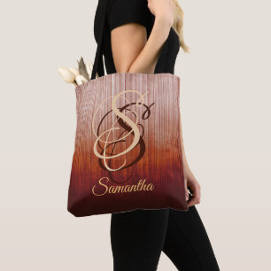 Bolso De Tela Naranja gris Borgoña rojo monograma rústico rayado