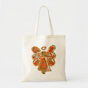 Bolso De Tela Naranja Guardian Angel Art Personalizado Tote Bag