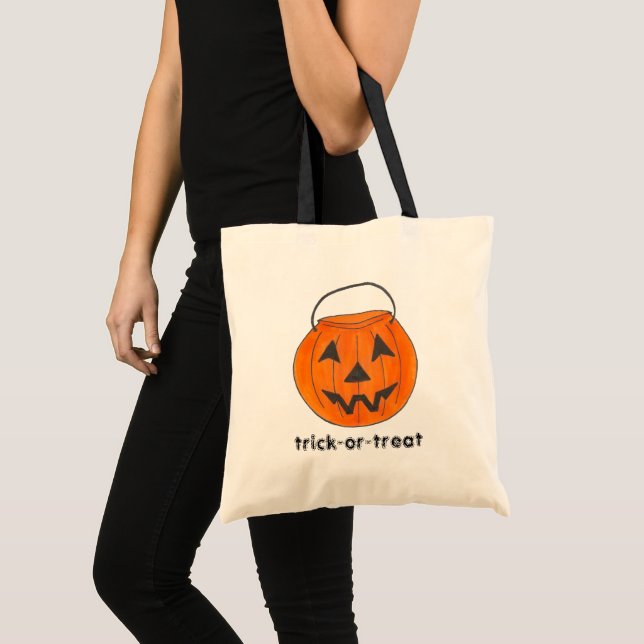 Bolso De Tela Naranja Halloween Calabaza Trick o Tratamiento de  (Anverso (producto))
