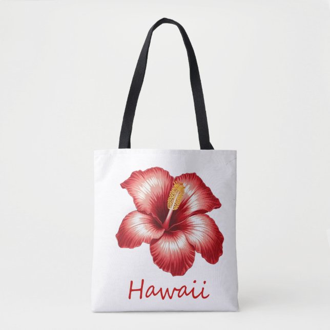 Bolso De Tela Naranja hawaii hibiscus (Anverso)