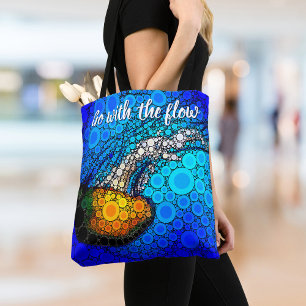 Bolso De Tela Naranja Jellyfish Blue Ocean Go with the Flow