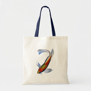 Bolso De Tela Naranja Koi arte de la carpa acuarela japonesa