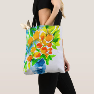 Bolso De Tela Naranja kumquat frutal arte acuarela