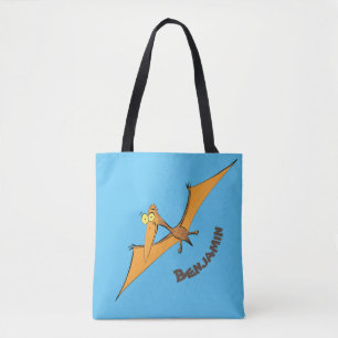 Bolso De Tela Naranja lindo y gracioso personalizado pterodáctil