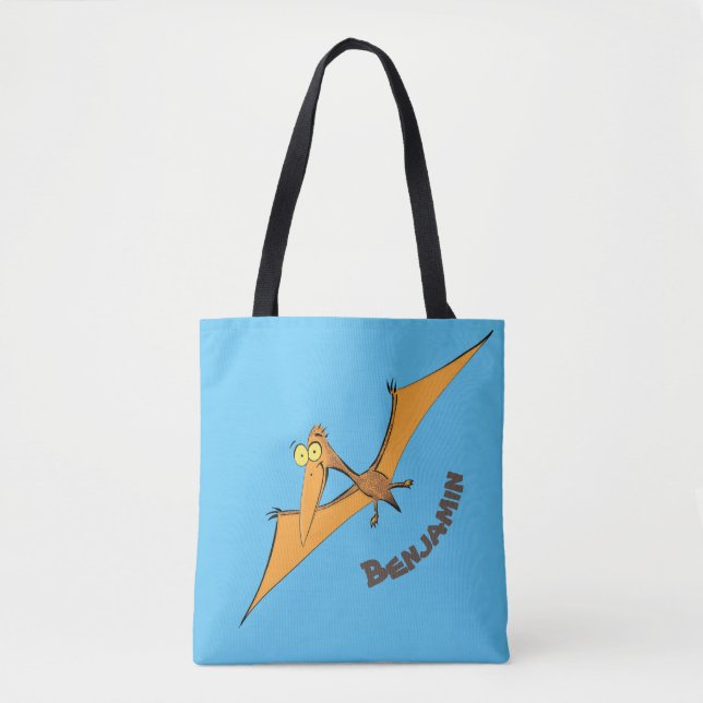 Bolso De Tela Naranja lindo y gracioso personalizado pterodáctil (Anverso)