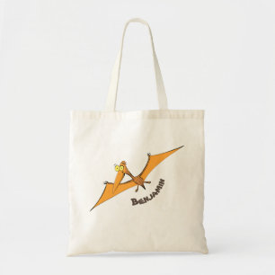Bolso De Tela Naranja lindo y gracioso personalizado pterodáctil