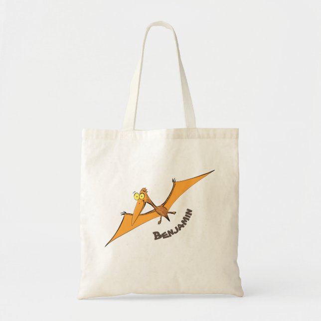 Bolso De Tela Naranja lindo y gracioso personalizado pterodáctil (Frente)