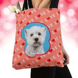 Bolso De Tela Naranja LOVE Personalizado elegante moderno foto