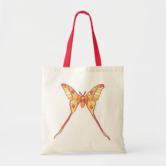 Bolso De Tela Naranja Luna Moth Art - Insectos coloridos (Frente)