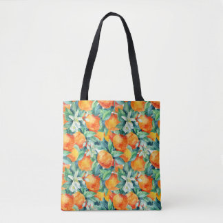 Bolso De Tela Naranja mandarino: Ilustracion retro acuarela