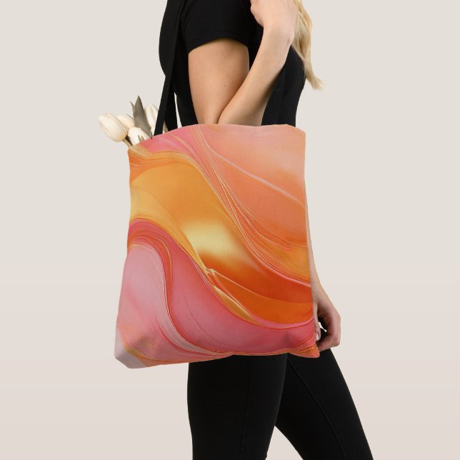 Bolso De Tela Naranja Moderna Rosa y Dorado- (Detalle)