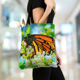 Bolso De Tela Naranja Monarch Mariposa Flor Blanca Flower Bold