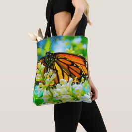 Bolso De Tela Naranja Monarch Mariposa Flor Blanca Flower Bold
