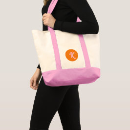 Bolso De Tela Naranja monograma y rosa