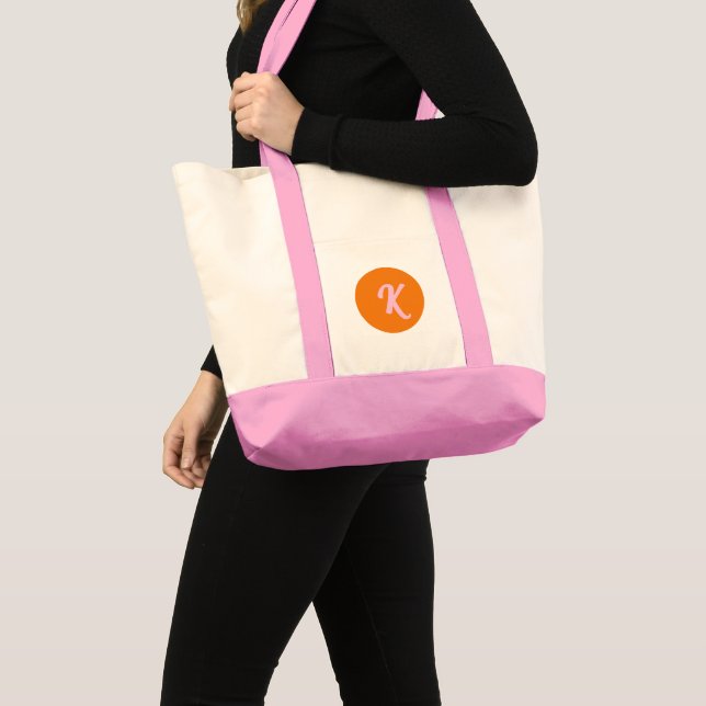 Bolso De Tela Naranja monograma y rosa (Anverso (producto))