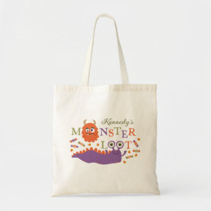 Bolso De Tela Naranja Monster Loot Halloween Trick or Trete
