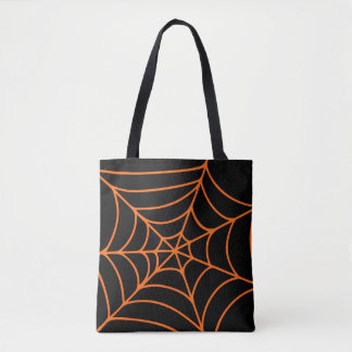 Bolso De Tela Naranja Negro Araña Telaraña Imprimir Espeluznante