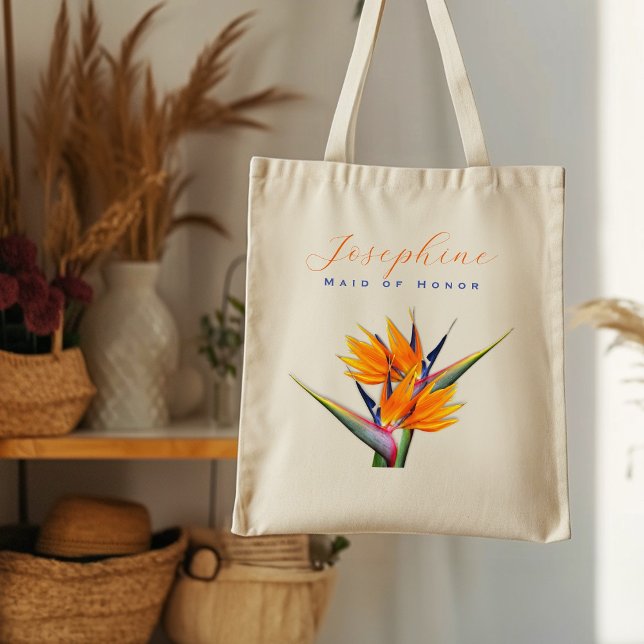Bolso De Tela Naranja Pájaro del paraíso Flor de la dama de hono (Subido por el creador)