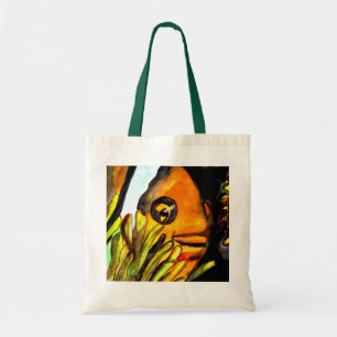 Bolso De Tela Naranja Payaso Pescado acuarela pintura original